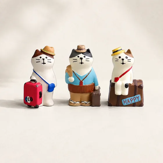 Kitten carrying red suitcase + Kitten carrying suitcase + Kitten sitting on suitcase