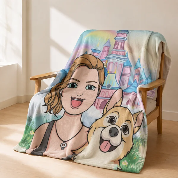 Custom Cartoon Pet Fleece Blanket — view 2 — studio photograph