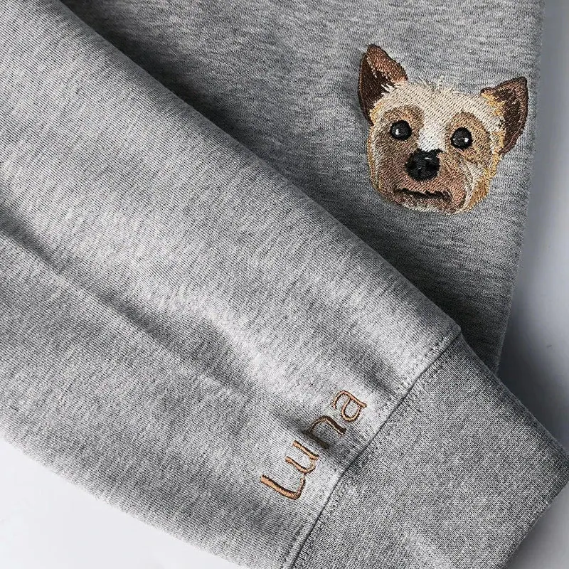 Custom Pet Portrait Embroidered Hoodie — view 7