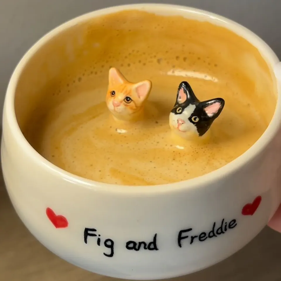 Handmade Custom Pet’s Figure Ceramic Chubby Style Mug — view 2