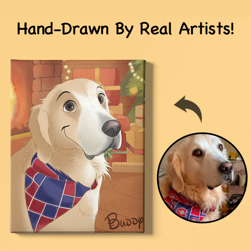 Hand-Drawn Custom Pet Portrait Canvas