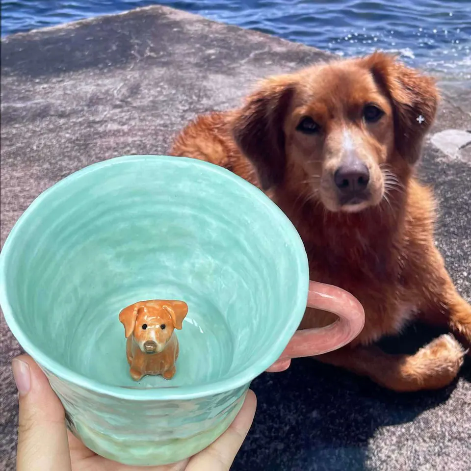 Handmade Custom Pet Figurine Mug — Sculpted