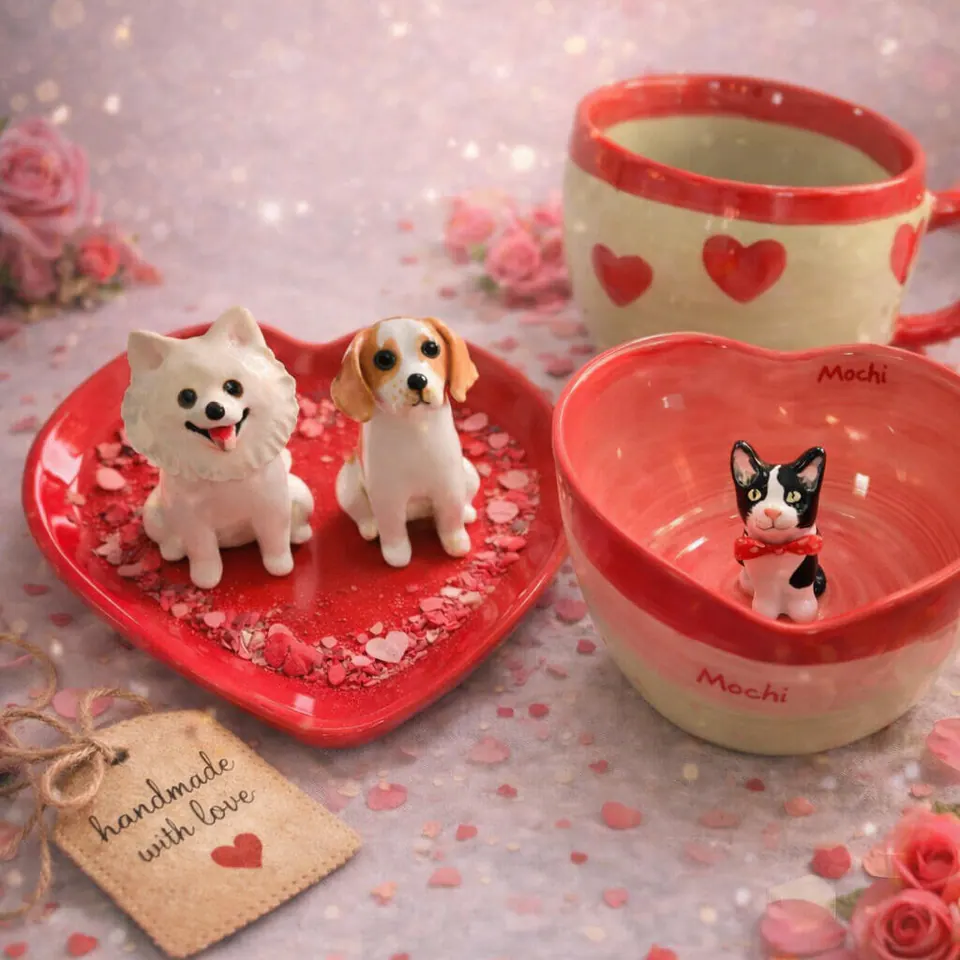 Ceramic Handmade Pet Figurine Jewel Holder Tray — view 2
