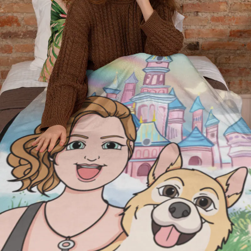 Custom Cartoon Pet Fleece Blanket — view 8